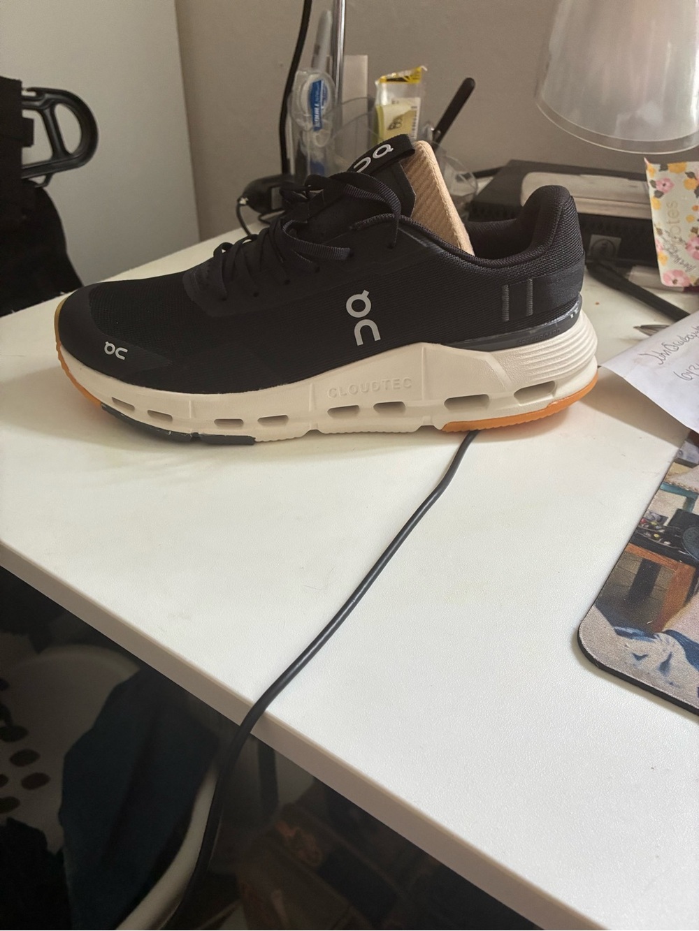 On Running womens Black and Cream Athletic Sneakers